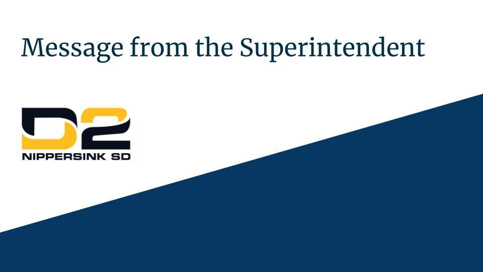 Message From Superintendent
