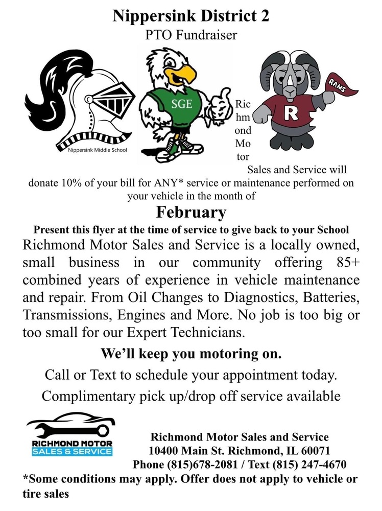 NMS PTO February Fundraisers Richmond Motor Sales 